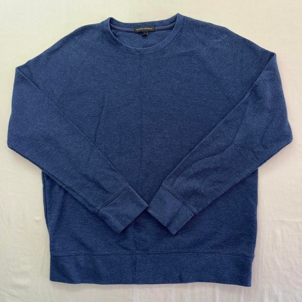 Banana Republic Blue Raglan Waffle Knit Sweatshirt / Long Sleeve